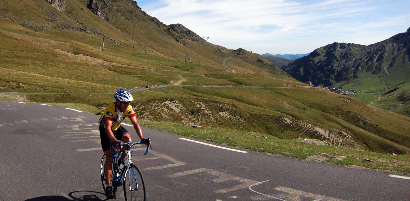 cycling up the col du Tourmalet east side, near the summit