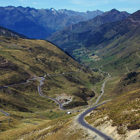 view from the summit of the col du tourmalet in the Pyrenees